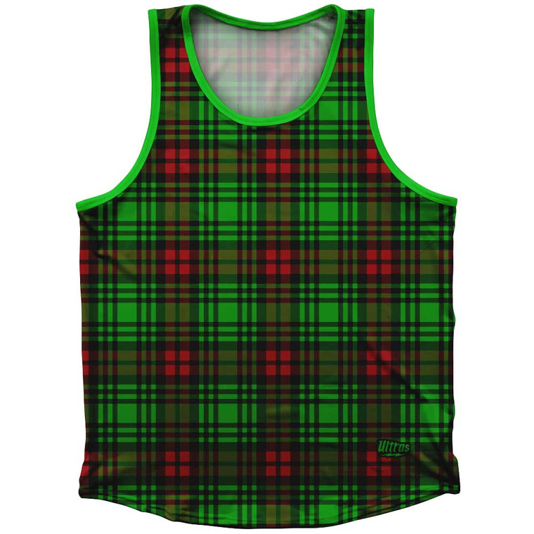 Christmas Holiday Plaid Sport Tank Top Made In USA - Green