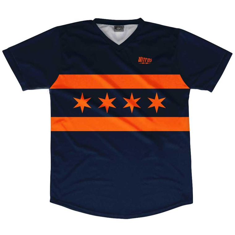 Chicago Flag Navy & Orange Soccer Jersey Made In USA - Navy & Orange