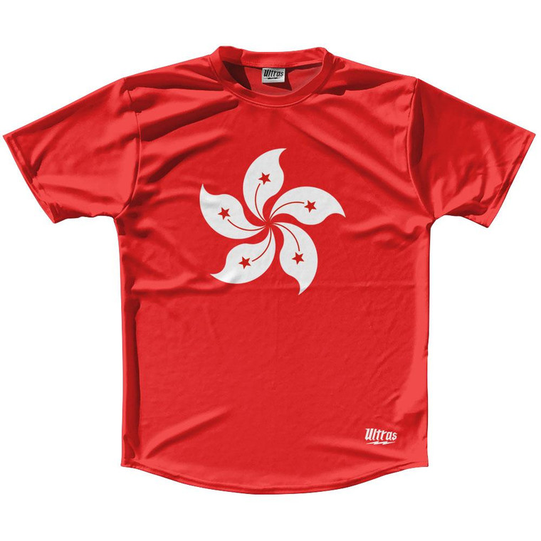 Hong Kong Country Flag Running Shirt Track Cross Country Performance Top Made In USA - Red