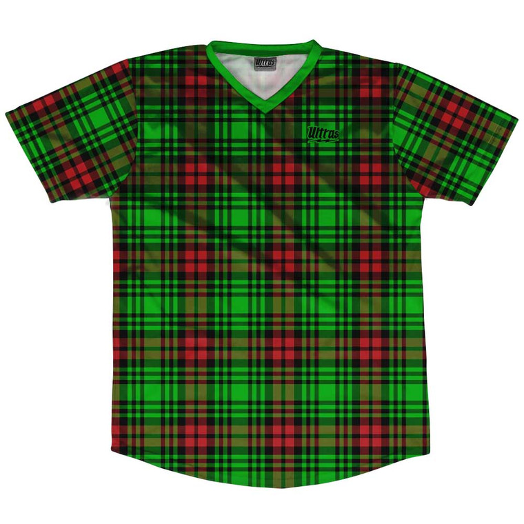 Christmas Holiday Plaid Soccer Jersey Made In USA - Green