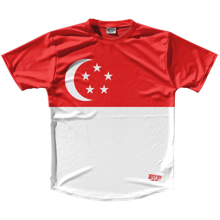 Singapore Country Flag Running Shirt Track Cross Country Performance Top Made In USA - Red White