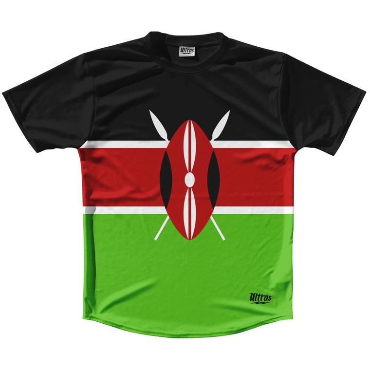 Kenya Country Flag Running Shirt Track Cross Country Performance Top Made In USA - Red Black