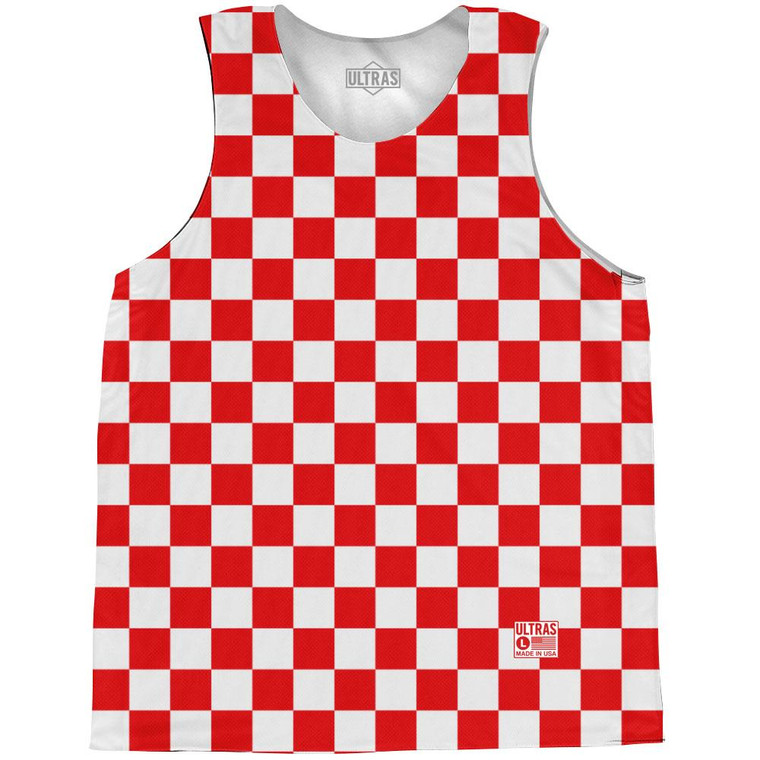 Croatia Checkerboard Basketball Practice Singlet Jersey - Red White