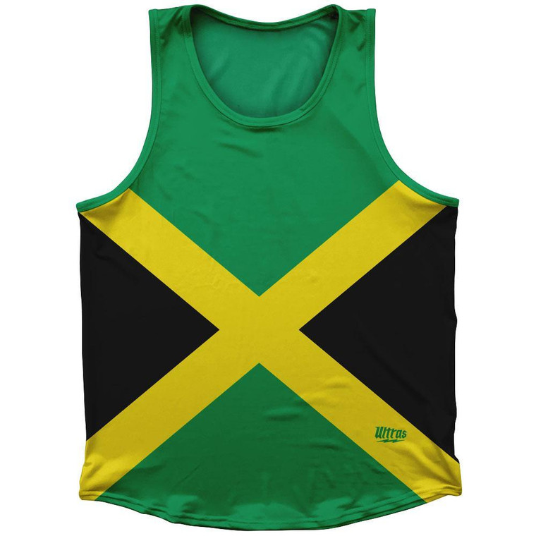 Jamaica Country Flag Sport Tank Top Made In USA - Green Black