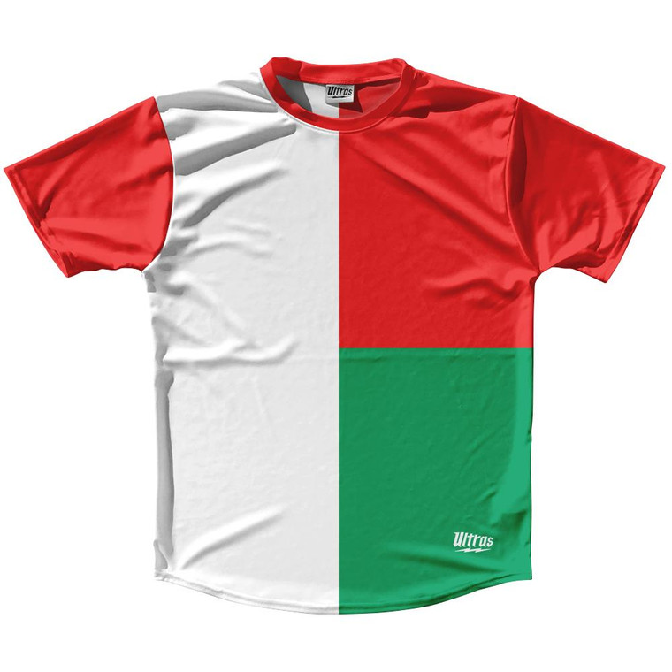 Madagascar Country Flag Running Shirt Track Cross Country Performance Top Made In USA - White Red