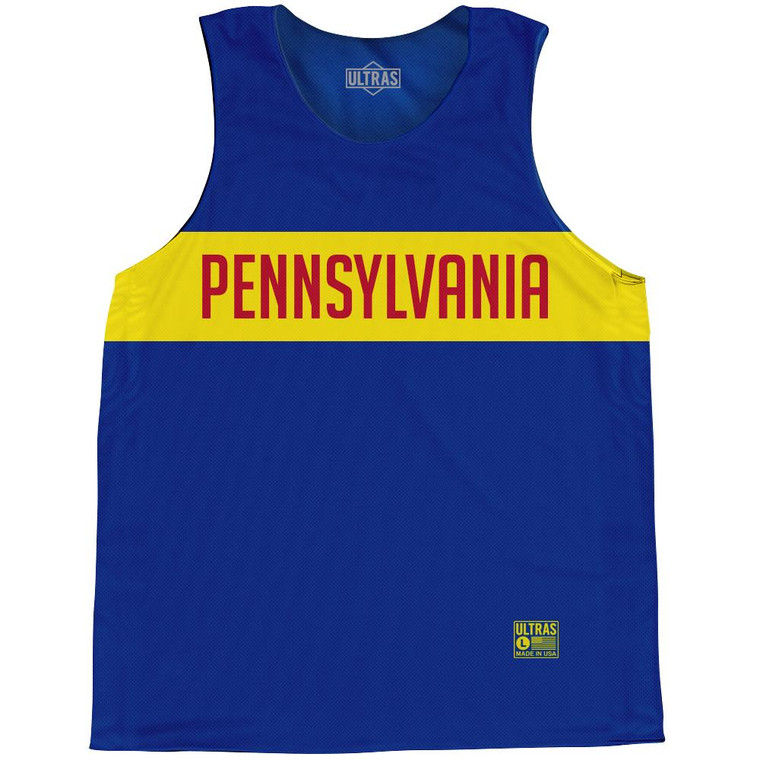 Pennsylvania Finish Line State Flag Basketball Singlets - Blue