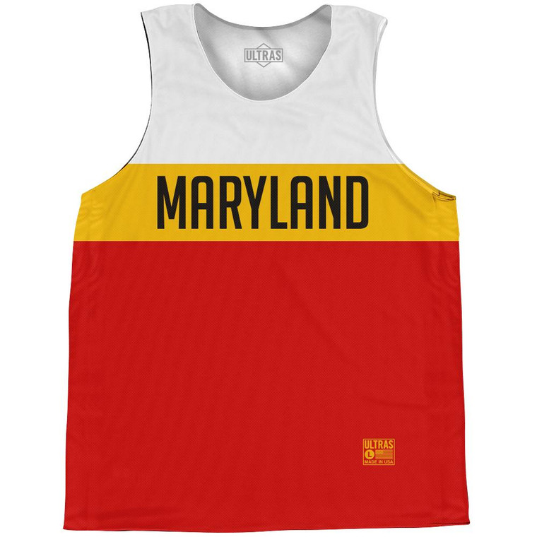 Maryland Finish Line State Flag Basketball Singlets - Yellow White