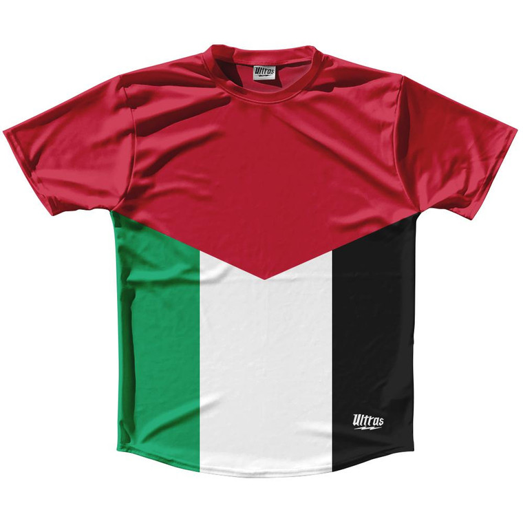 Palestine Country Flag Running Shirt Track Cross Country Performance Top Made In USA - Red Black