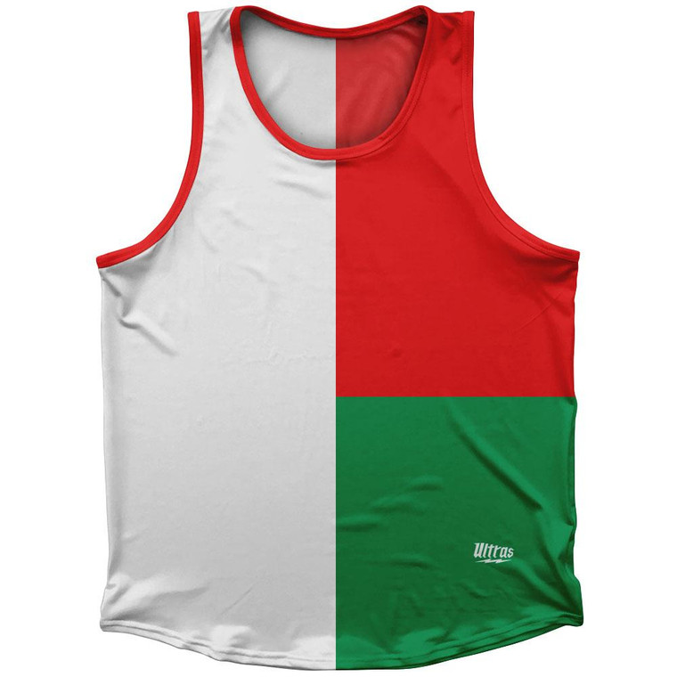 Madagascar Country Flag Sport Tank Top Made In USA - Red Green