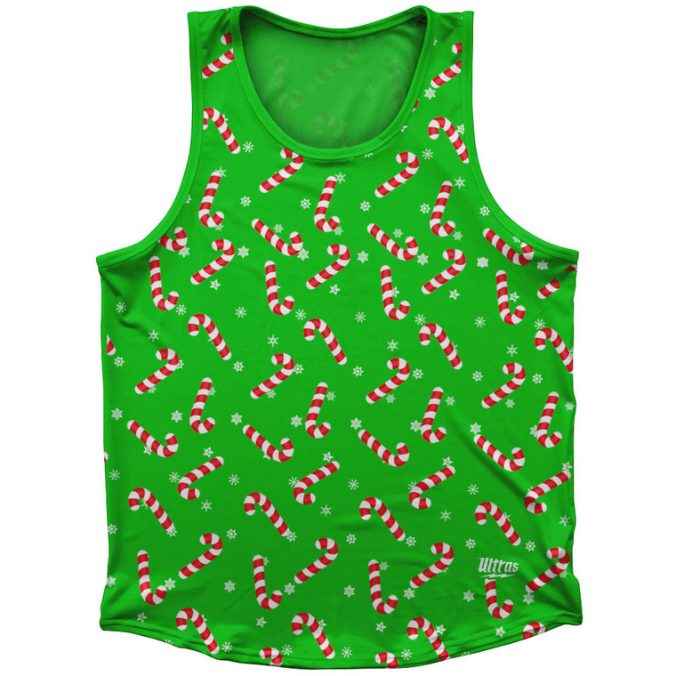 Candy Canes Sport Tank Top Made In USA - Green