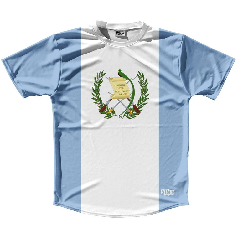 Guatemala Country Flag Running Shirt Track Cross Country Performance Top Made In USA - White Blue