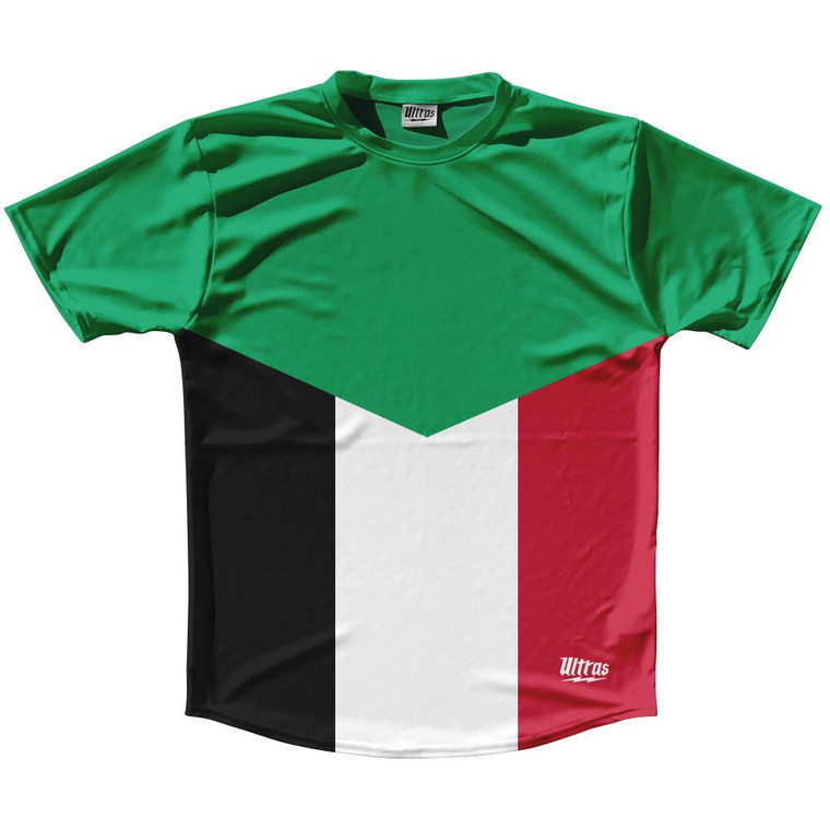 Sudan Country Flag Running Shirt Track Cross Country Performance Top Made In USA - Green Black
