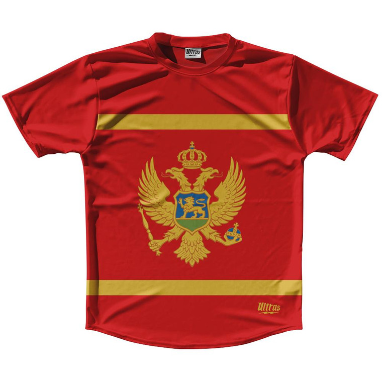 Montenegro Country Flag Running Shirt Track Cross Country Performance Top Made In USA - Red