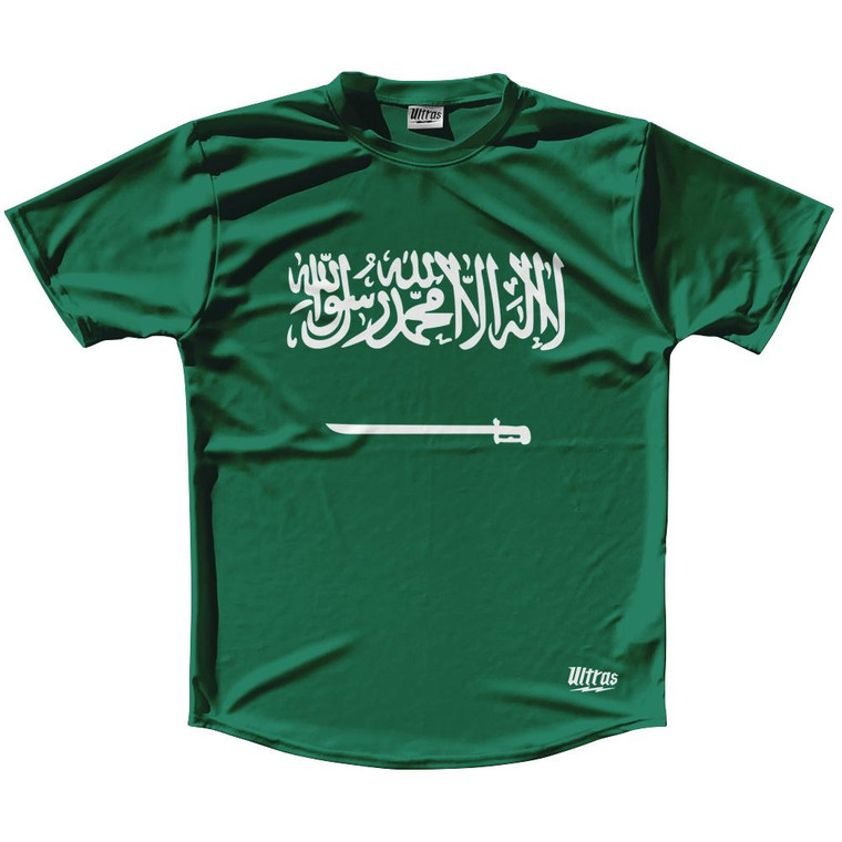 Saudi Arabia Country Flag Running Shirt Track Cross Country Performance Top Made In USA - Green White