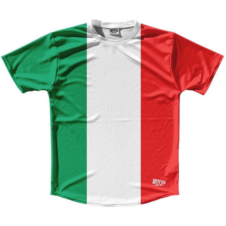 Italy Country Flag Running Shirt Track Cross Country Performance Top Made In USA - White Green