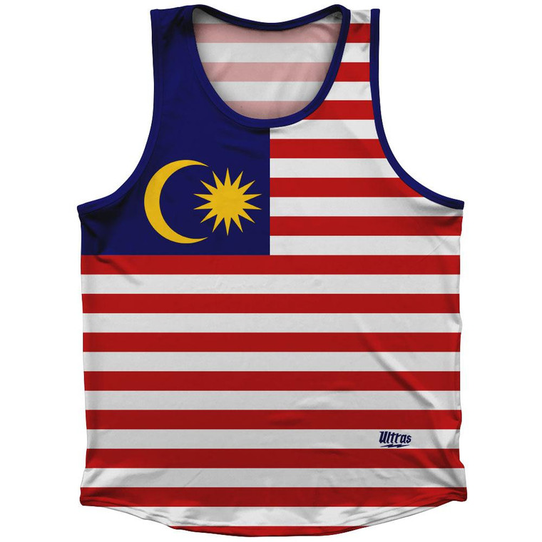 Malaysia Country Flag Sport Tank Top Made In USA - Blue Yellow