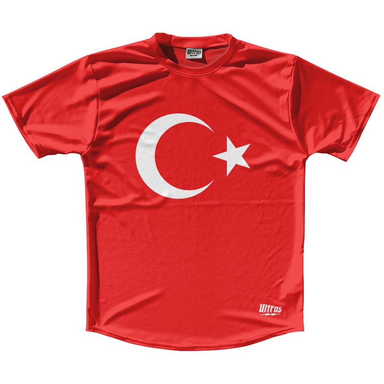 Turkey Country Flag Running Shirt Track Cross Country Performance Top Made In USA - Red