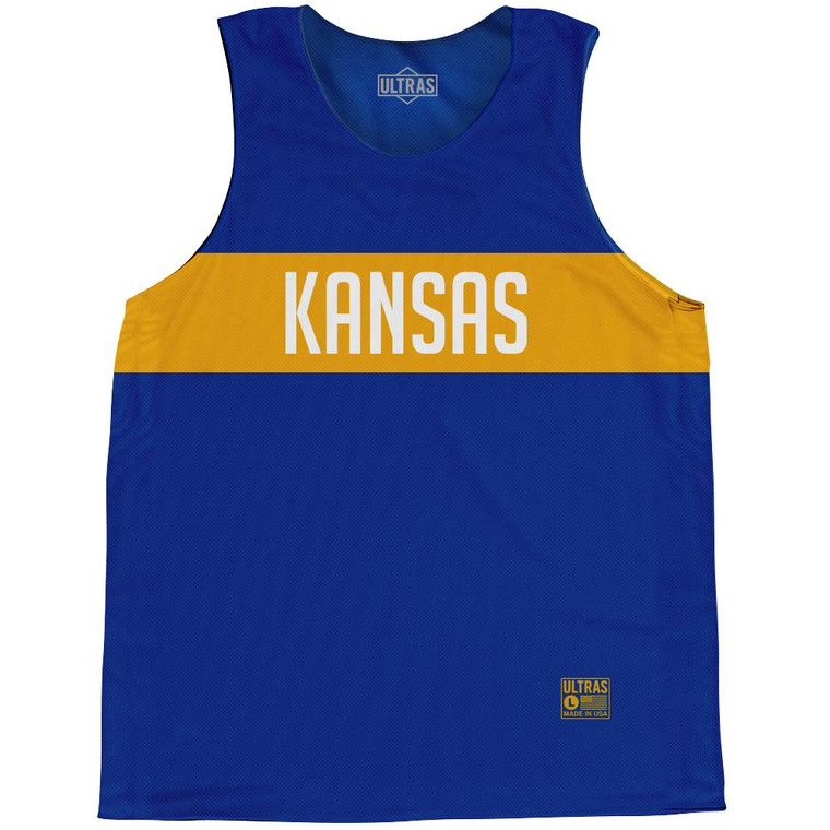 Kansas Finish Line State Flag Basketball Singlets - Blue