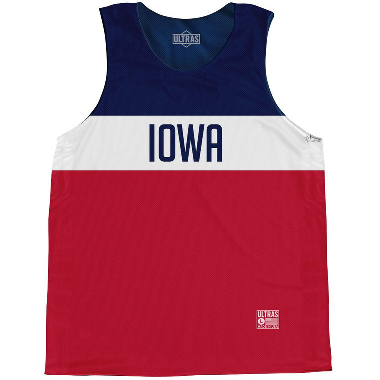 Iowa Finish Line State Flag Basketball Singlets - White