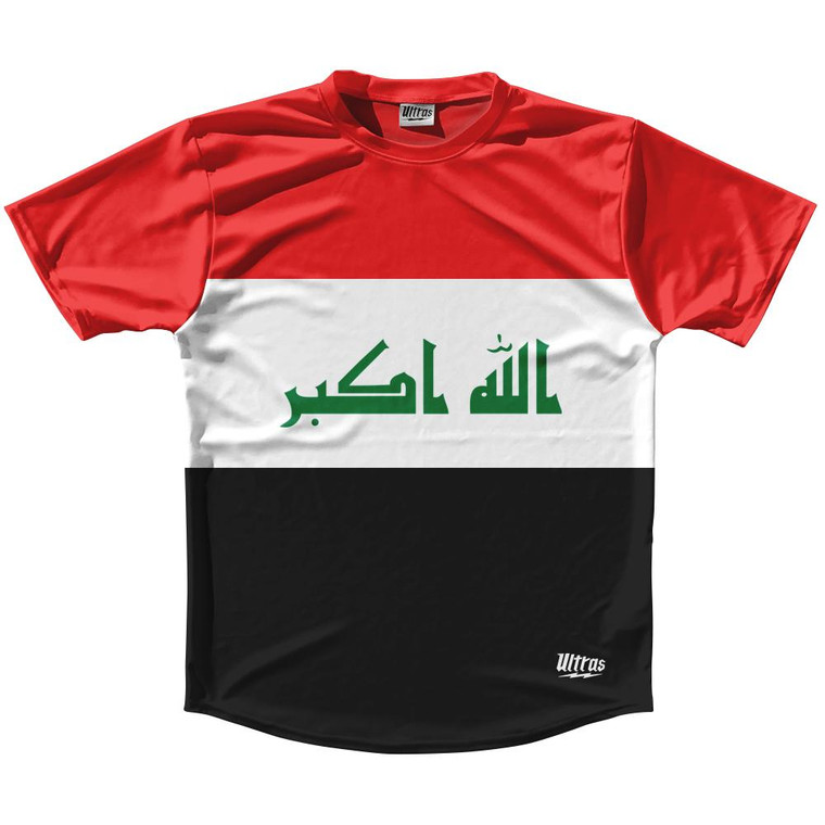 Iraq Country Flag Running Shirt Track Cross Country Performance Top Made In USA - Red White