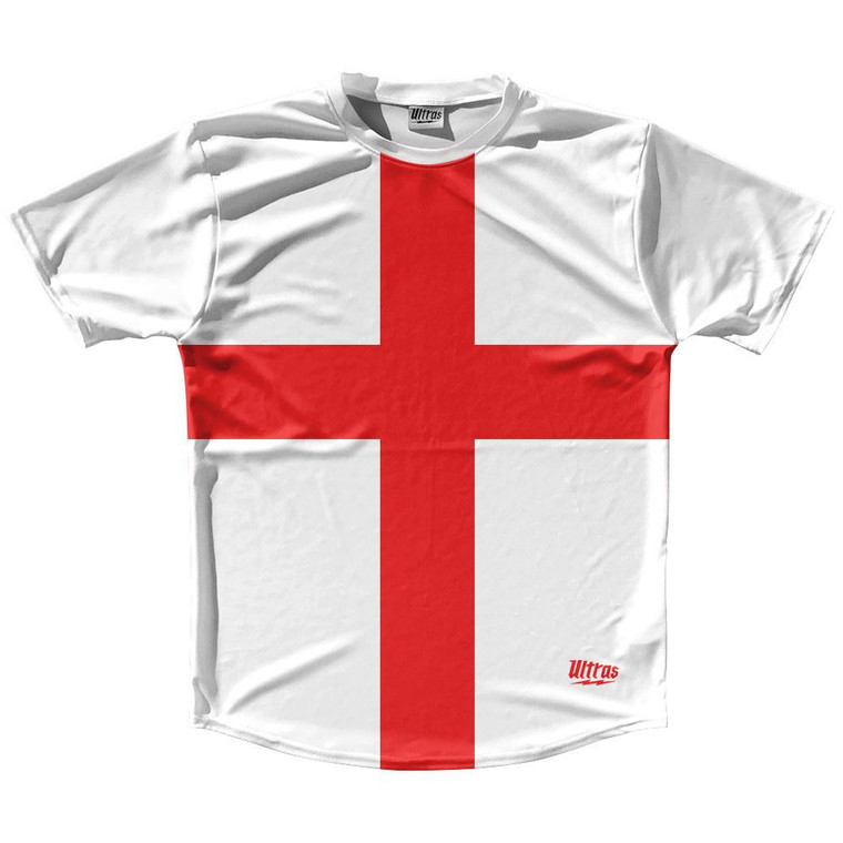 England Country Flag Running Shirt Track Cross Country Performance Top Made In USA - White Red