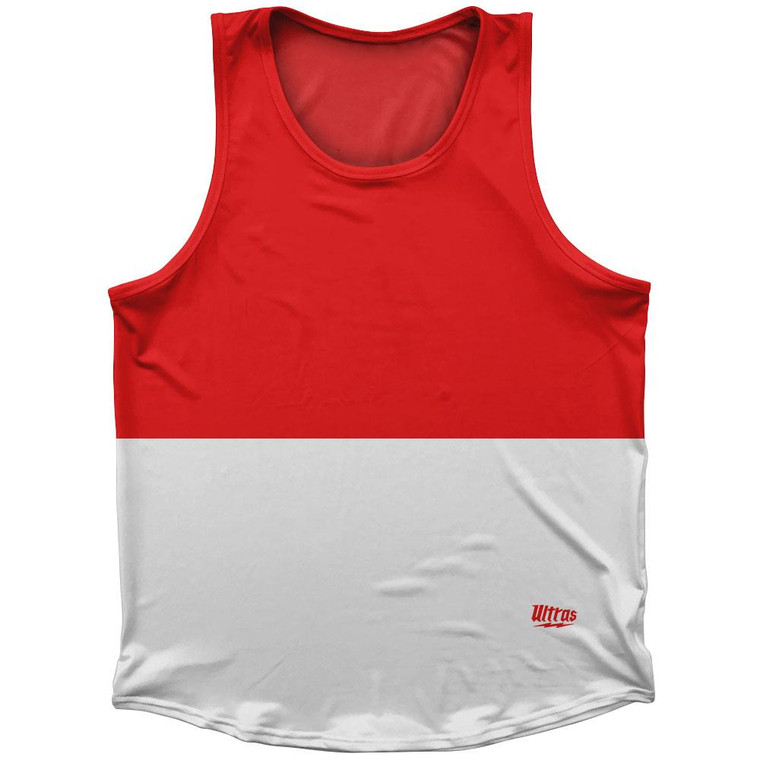 Indonesia Country Flag Sport Tank Top Made In USA - Red White