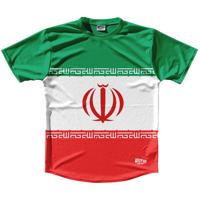 Iran Country Flag Running Shirt Track Cross Country Performance Top Made In USA - Green White