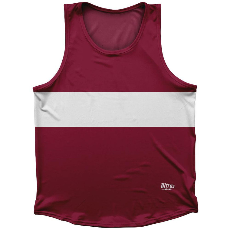 Latvia Country Flag Sport Tank Top Made In USA - Maroon