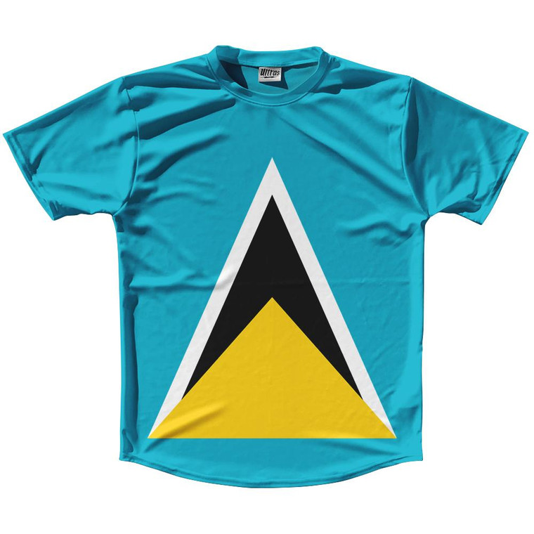 Saint Lucia Country Flag Running Shirt Track Cross Country Performance Top Made In USA - Blue