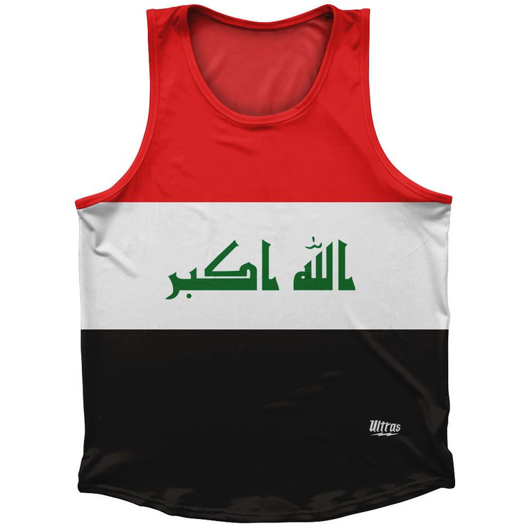 Iraq Country Flag Sport Tank Top Made In USA - Black Red