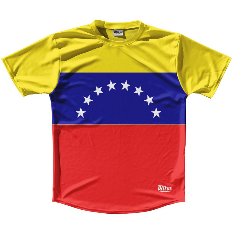 Venezuela Country Flag Running Shirt Track Cross Country Performance Top Made In USA - Yellow Red