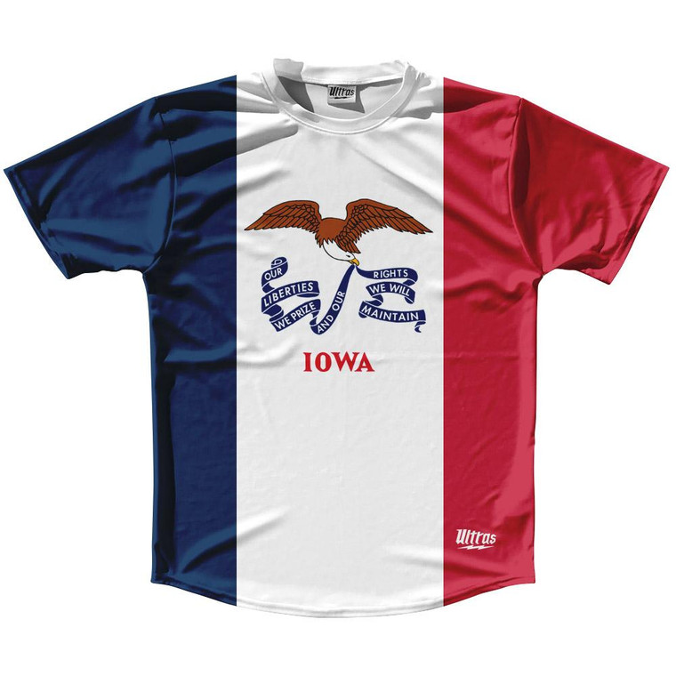 Ultras Iowa State Flag Running Cross Country Track Shirt Made In USA - White Red Blue