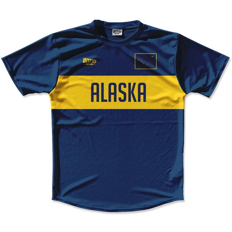Ultras Alaska Flag Finish Line Running Cross Country Track Shirt Made In USA - Navy