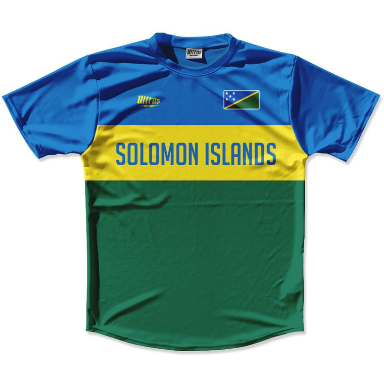 Ultras Solomon Islands Flag Finish Line Running Cross Country Track Shirt Made In USA - Blue Green