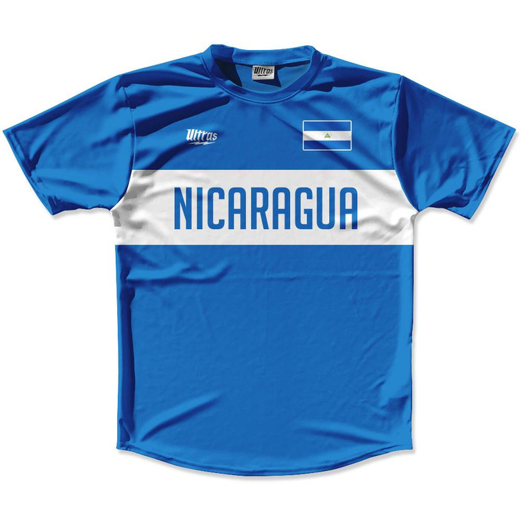 Ultras Nicaragua Flag Finish Line Running Cross Country Track Shirt Made In USA - Blue