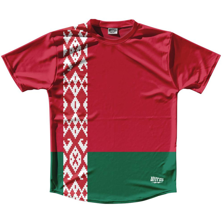 Belarus Country Flag Running Shirt Track Cross Country Performance Top Made In USA - Red Green