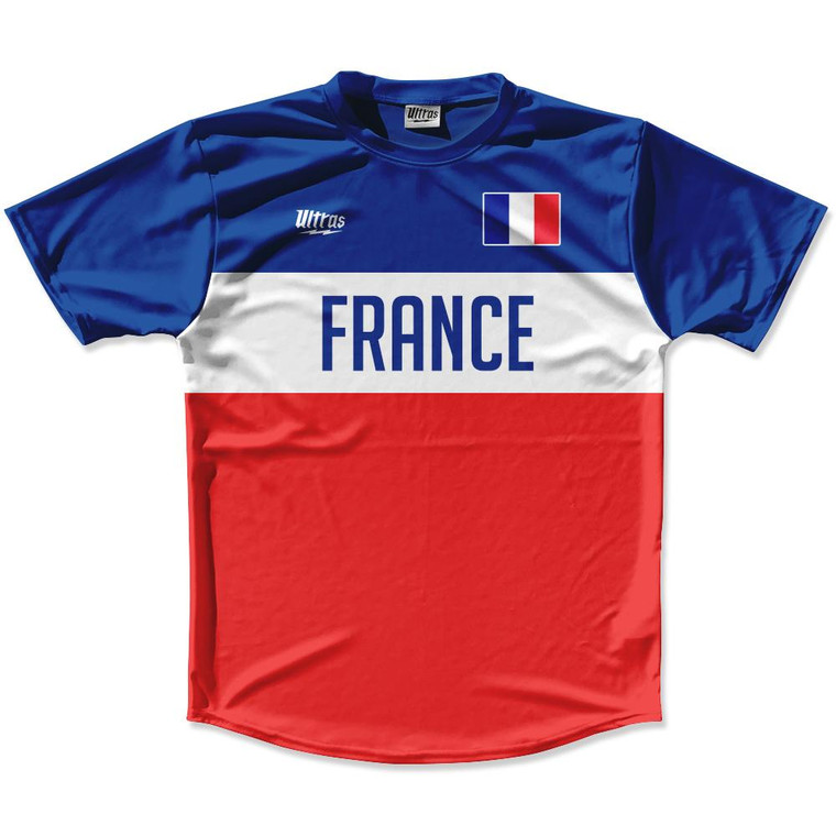 Ultras France Flag Finish Line Running Cross Country Track Shirt Made In USA - Red Royal