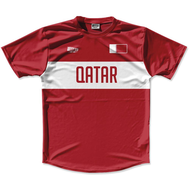 Ultras Qatar Flag Finish Line Running Cross Country Track Shirt Made In USA - Maroon