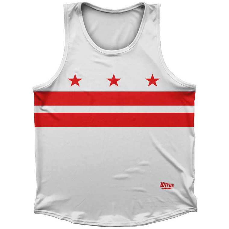 Washington DC Flag Sport Tank Top Made In USA - White