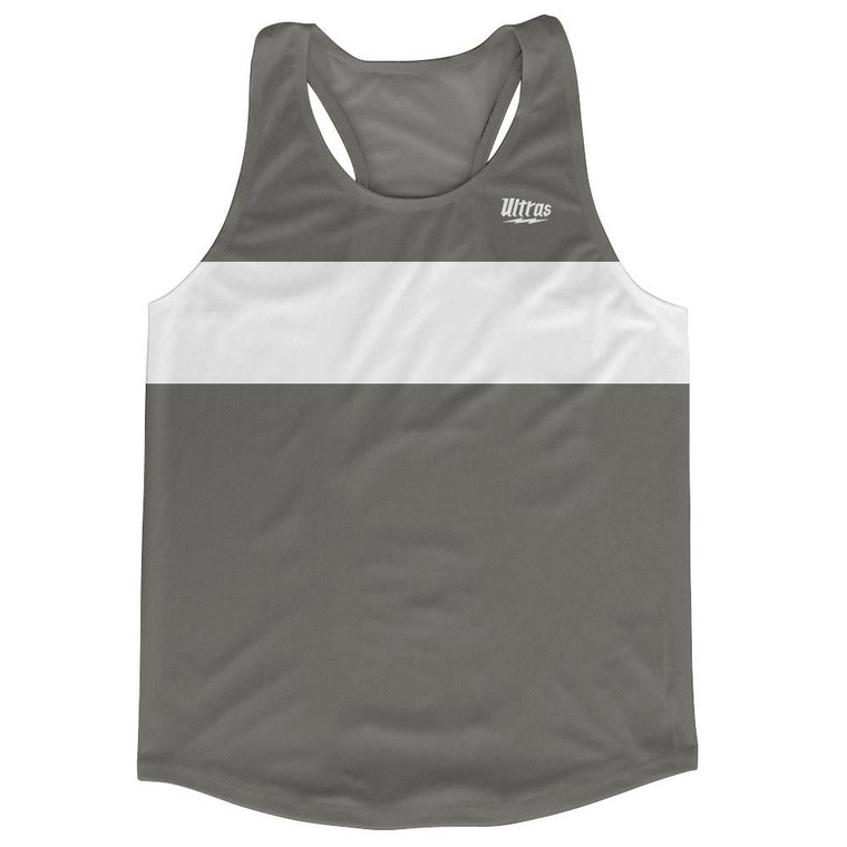 Ultras Dark Grey And White Blank Finish Line Running Tank Top Racerback Track and Cross Country Singlet Jersey Made In USA - White & Dark Grey