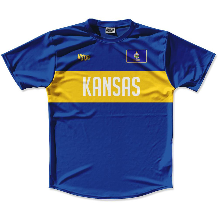 Ultras Kansas Flag Finish Line Running Cross Country Track Shirt Made In USA - Royal