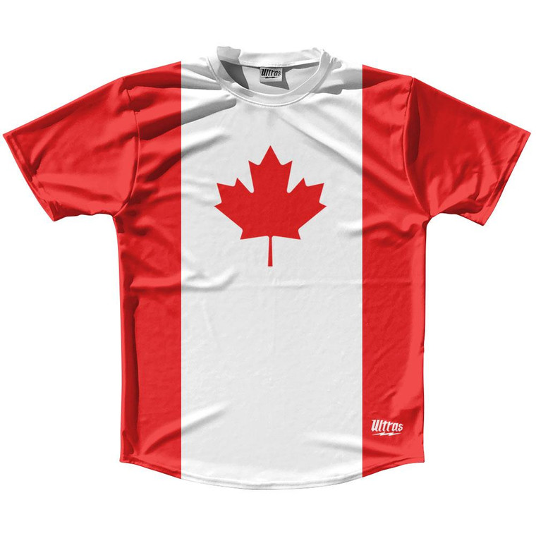 Canada Country Flag Running Shirt Track Cross Country Performance Top Made In USA - Red White