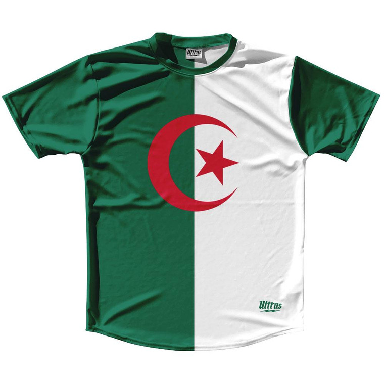 Algeria Country Flag Running Shirt Track Cross Country Performance Top Made In USA - Green White