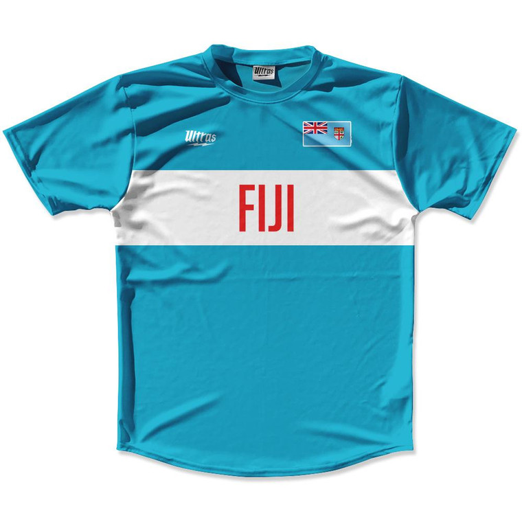 Ultras Fiji Flag Finish Line Running Cross Country Track Shirt Made In USA - Light Blue