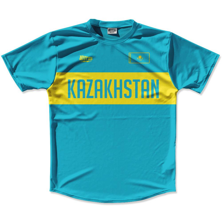 Ultras Kazakhstan Flag Finish Line Running Cross Country Track Shirt Made In USA - Light Blue