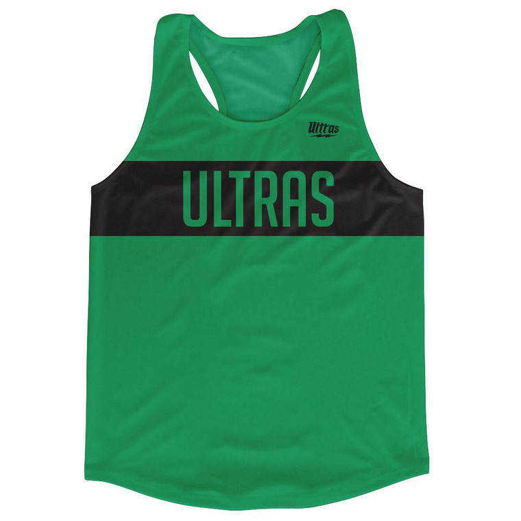 Ultras Black and Kelly Green Finish Line Running Tank Top Racerback Track and Cross Country Singlet Jersey Made In USA - Black & Kelly Green
