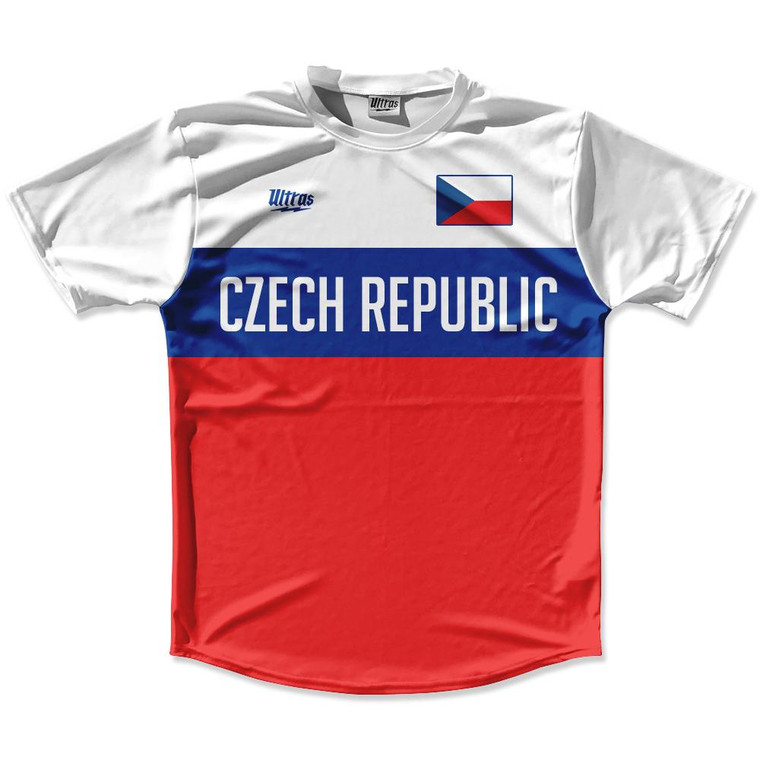Ultras Czech Republic Flag Finish Line Running Cross Country Track Shirt Made In USA - White Red