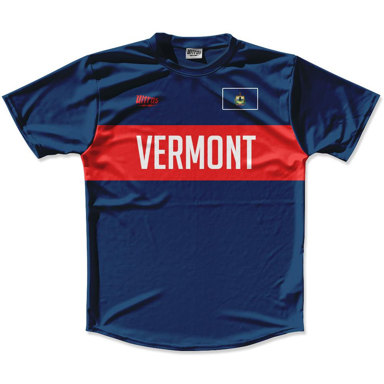 Ultras Vermont Flag Finish Line Running Cross Country Track Shirt Made In USA - Navy