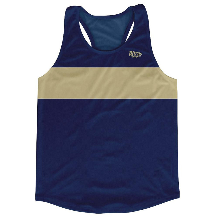 Ultras Navy Blue and Vegas Gold Blank Finish Line Running Tank Top Racerback Track and Cross Country Singlet Jersey Made In USA - Navy Blue & Vegas Gold