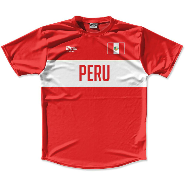 Ultras Peru Flag Finish Line Running Cross Country Track Shirt Made In USA - Red